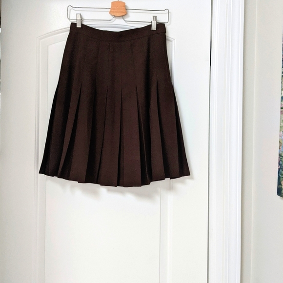 Chocolate Brown Pleated Skirt - Picture 1 of 12